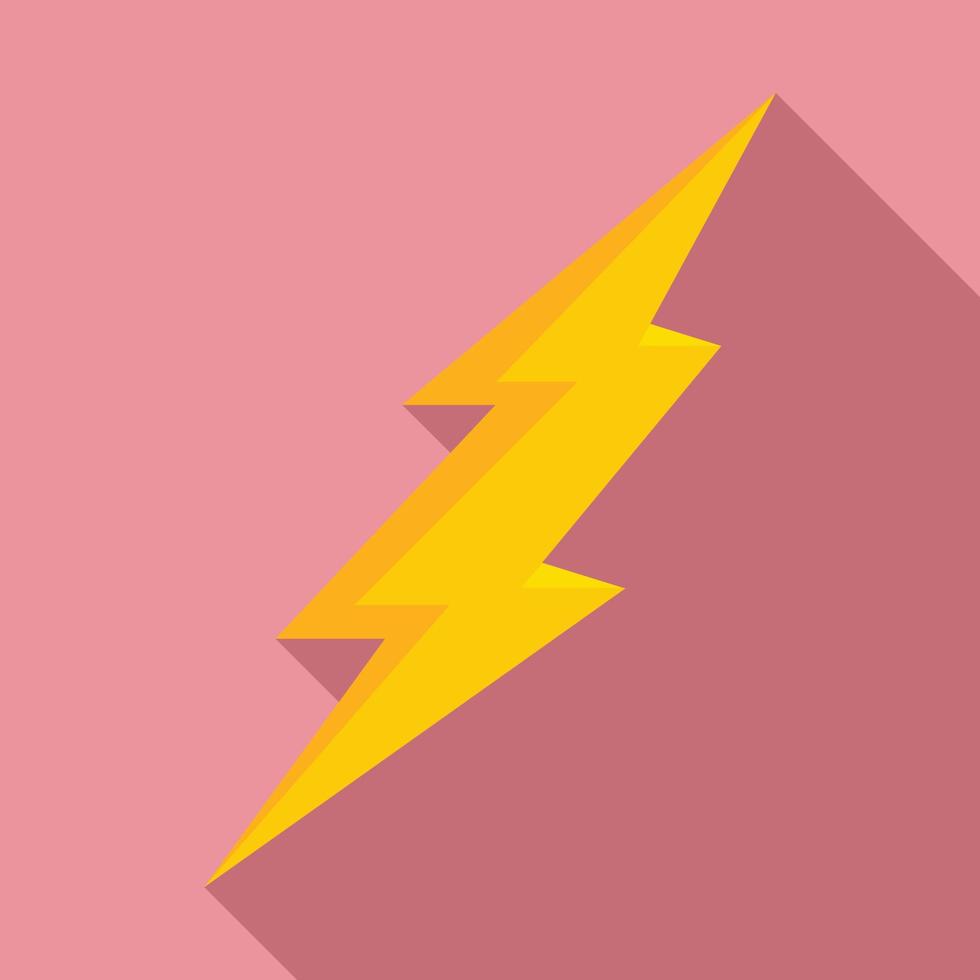 Warning lightning bolt icon, flat style vector