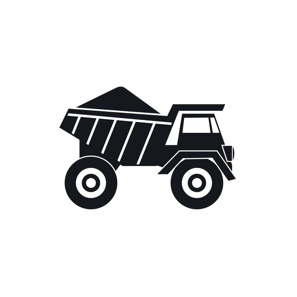 Dump truck with sand icon, simple style vector