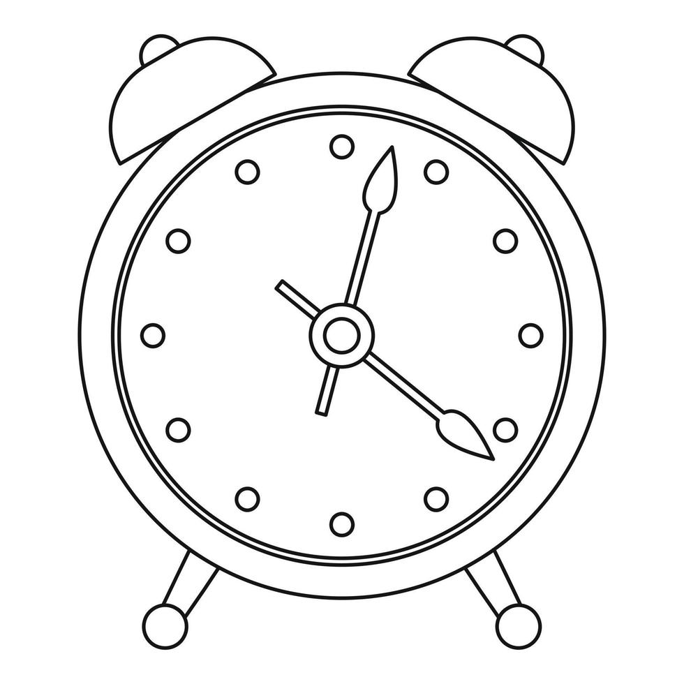 Alarm clock icon, outline style. vector