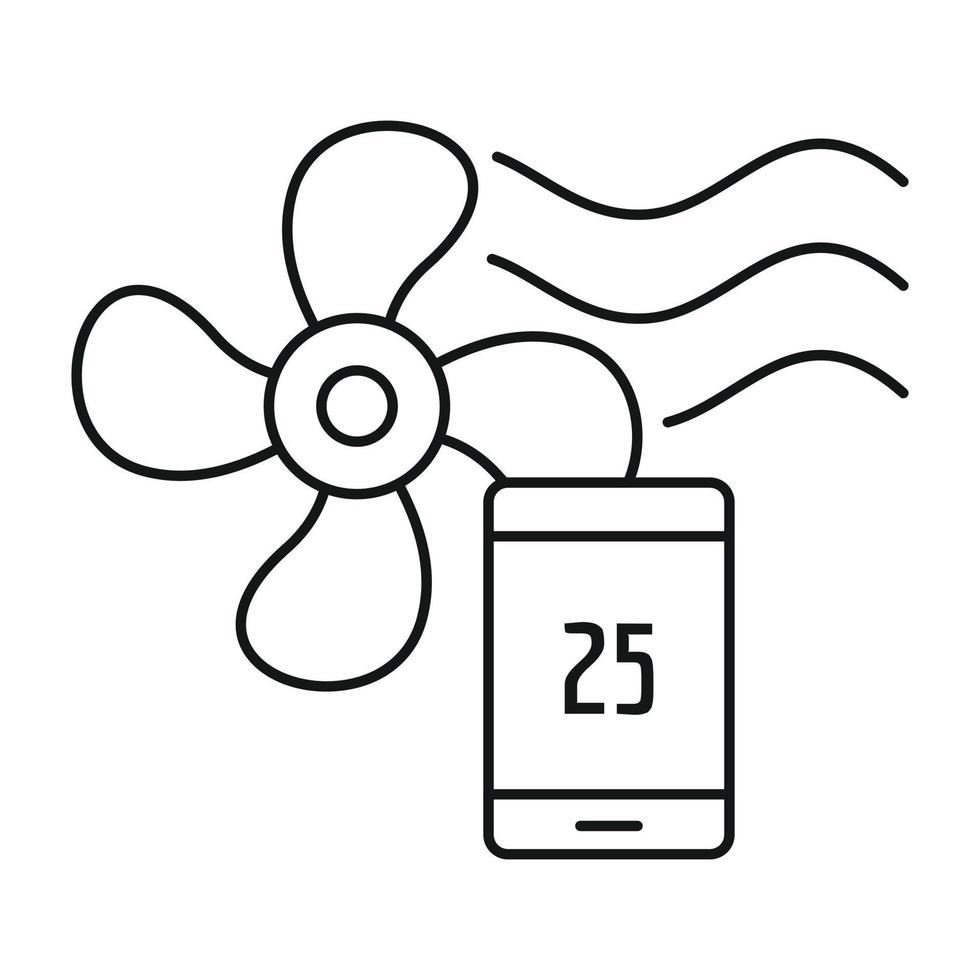 Smart home fan icon, outline style vector