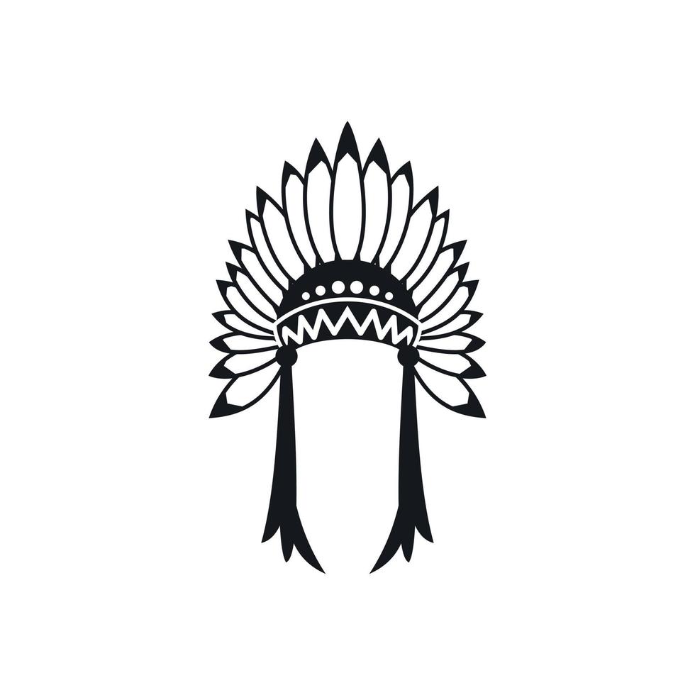 Indian headdress icon, simple style vector