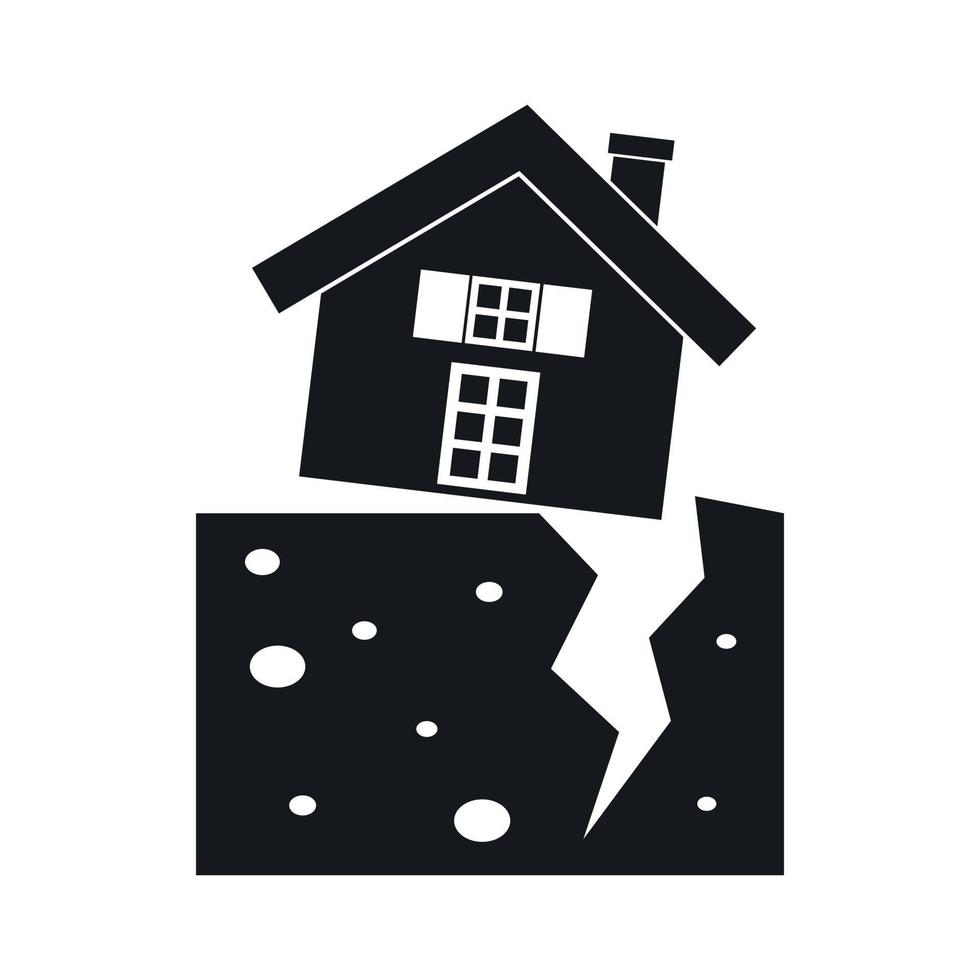 casa después de un icono de terremoto, estilo simple vector