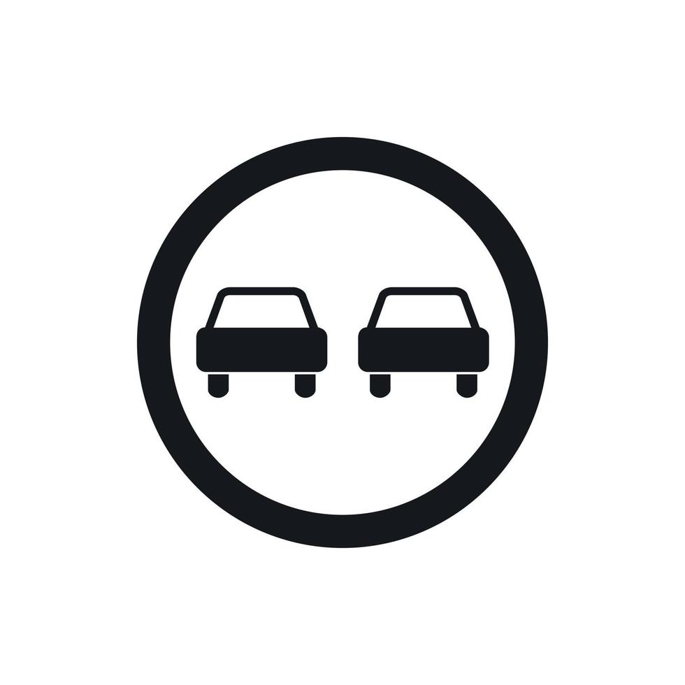 No overtaking road traffic sign icon, simple style vector