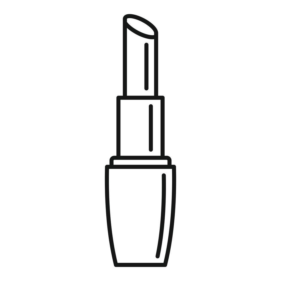 icono de lápiz labial dorado, estilo de esquema vector