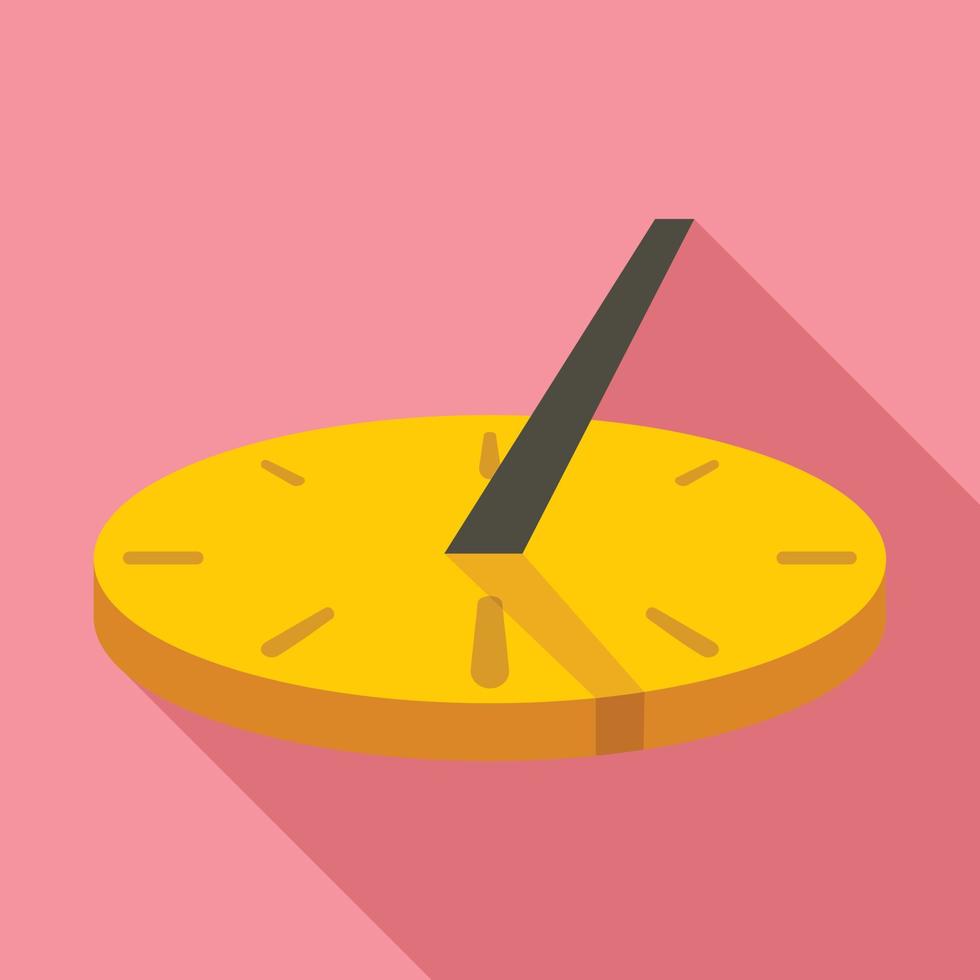 antiguo icono de reloj de sol, estilo plano vector