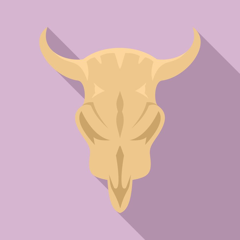 icono de cráneo de vaca de la edad de piedra, estilo plano vector