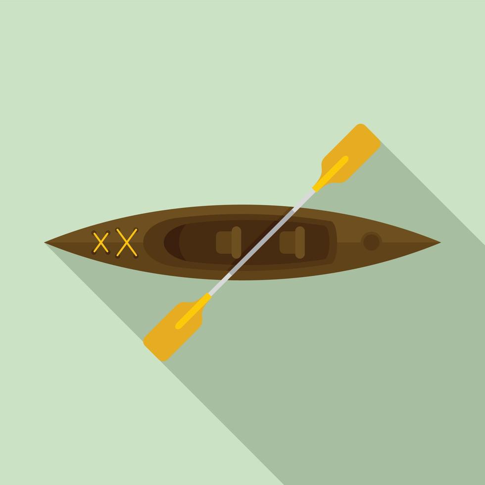 Wood top view kayak icon, flat style vector