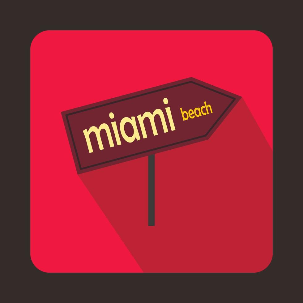 Miami arrow post sign icon, flat style vector
