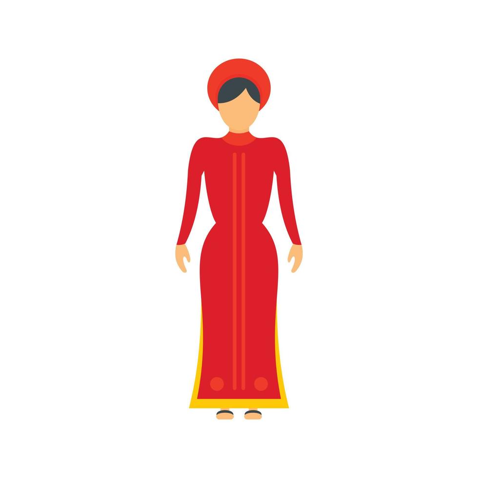 Vietnam woman icon, flat style vector