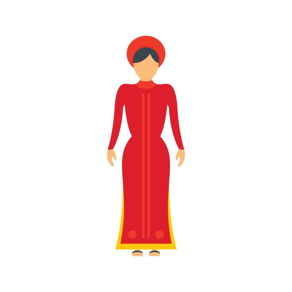 Vietnam woman icon, flat style vector