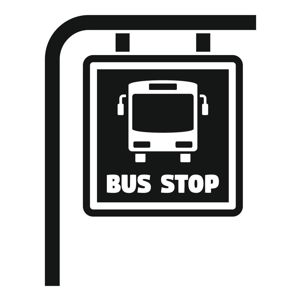 Bus stop sign icon, simple style vector