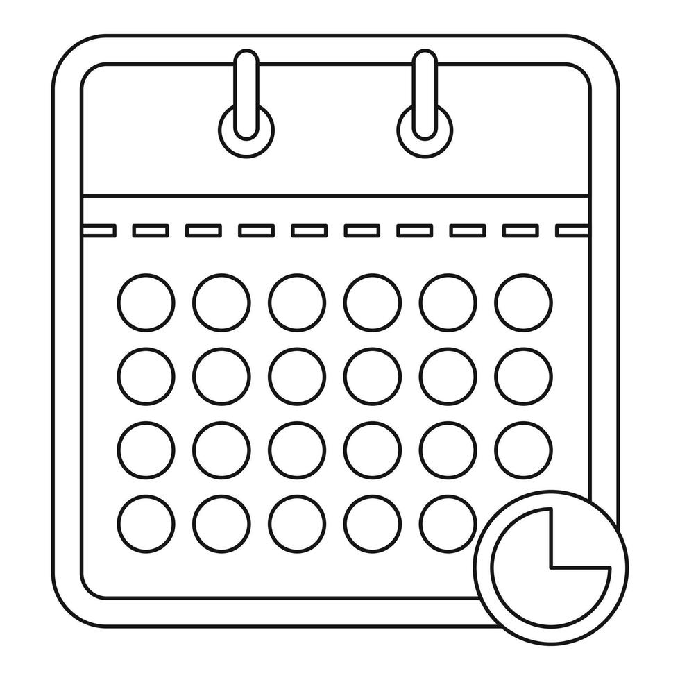 Time calendar icon, outline style. vector