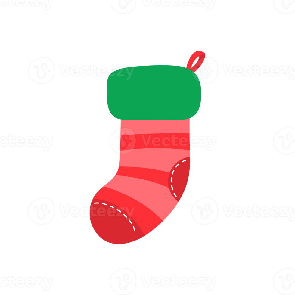 chaussettes de noël. chaussettes rouges et vertes avec divers motifs pour les décorations de Noël. png