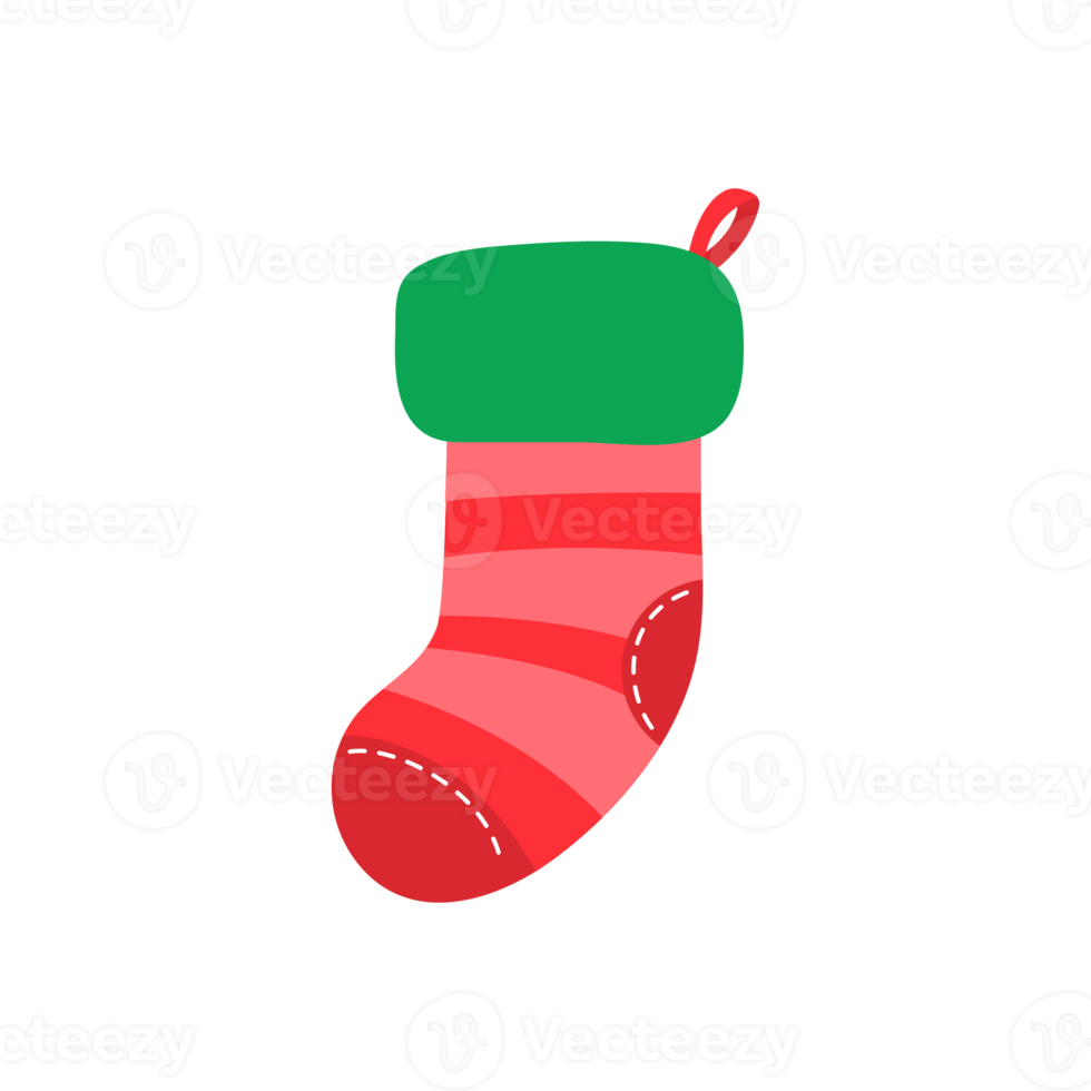 Christmas socks. Red and green socks with various patterns for Christmas decorations. png