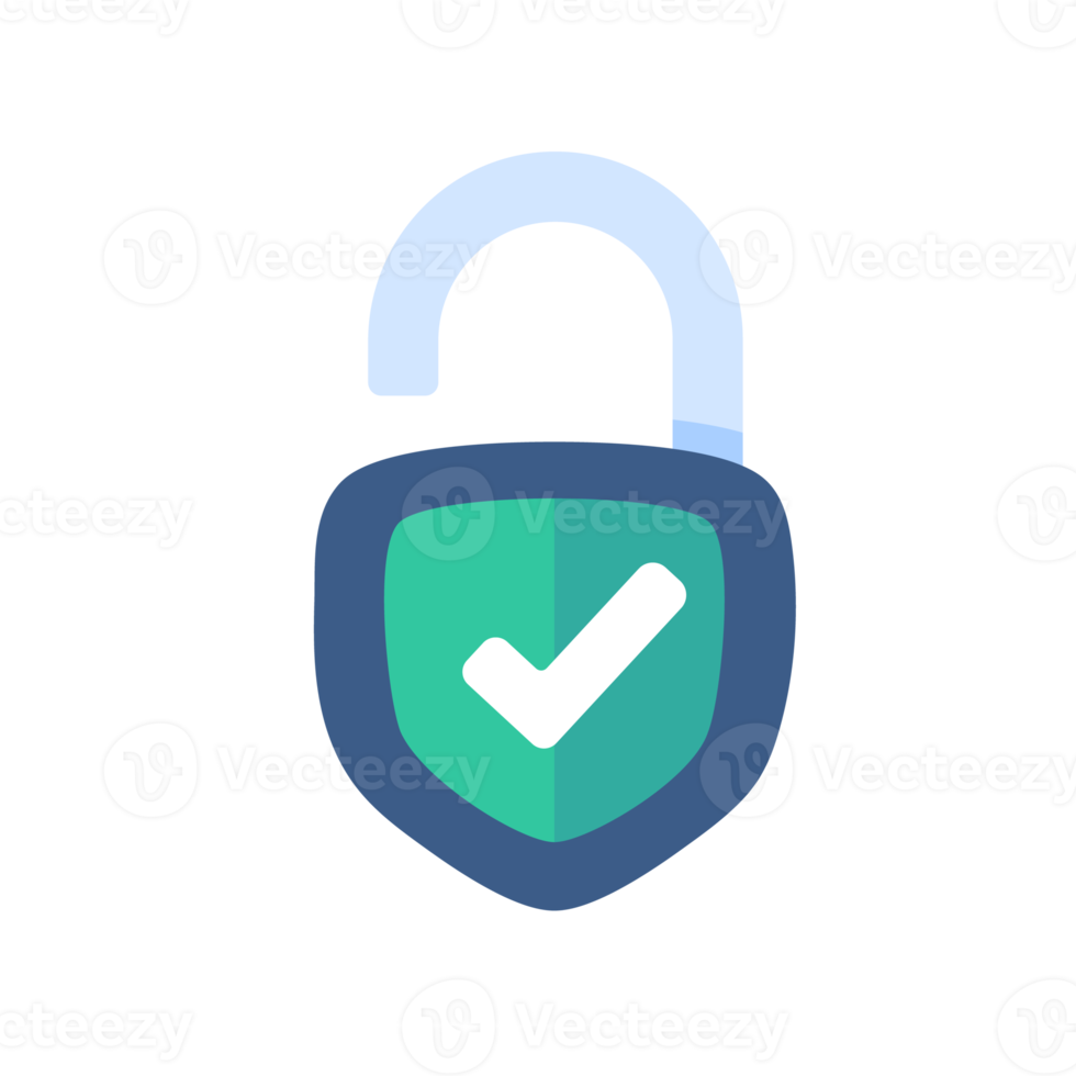 Entriegeln des Vorhängeschlosses mit Authentifizierungstechnologie. Datenschutzkonzept png