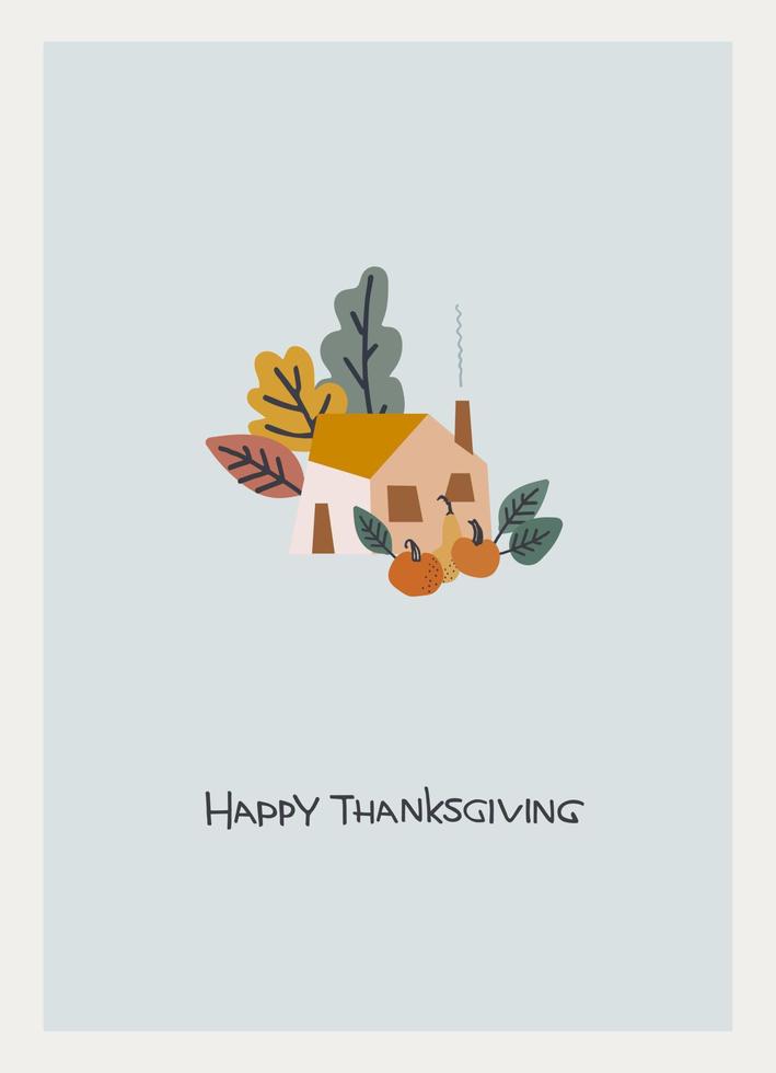Thanksgiving Day greeting card design. Hand lettering decorated vector