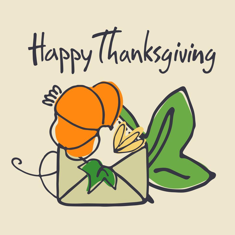 Thanksgiving Day greeting card design. Hand lettering decorated vector