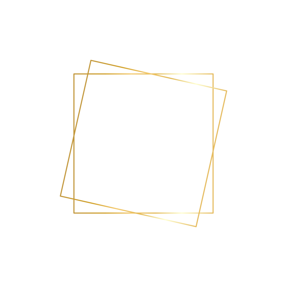 cadre géométrique doré double lignes dorées qui ont l'air luxueux. pour décorer les cartes de mariage png