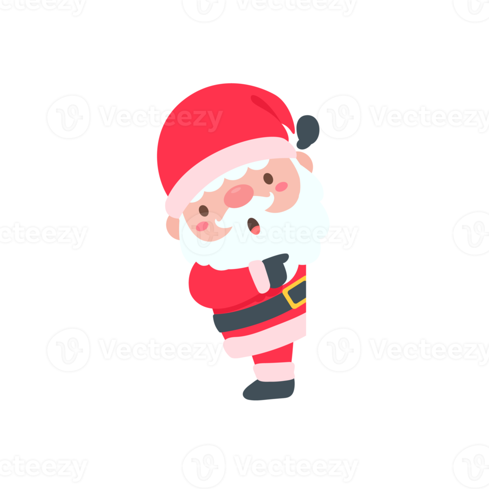 Santa Claus cartoon character with blank sign for decorating Christmas greeting cards png