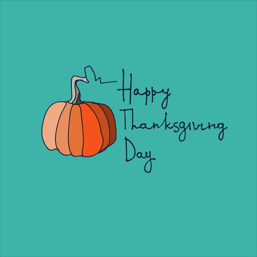 Thanksgiving Day greeting card design. Hand lettering decorated vector