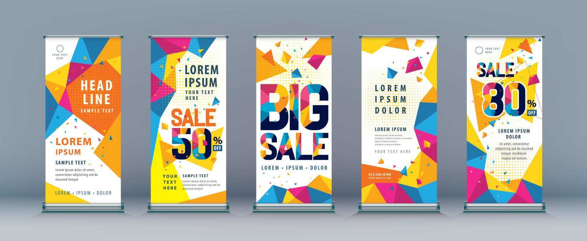 Business Roll Up Set. Standee Design. Banner Template, Abstract Geometric Triangle Background vector