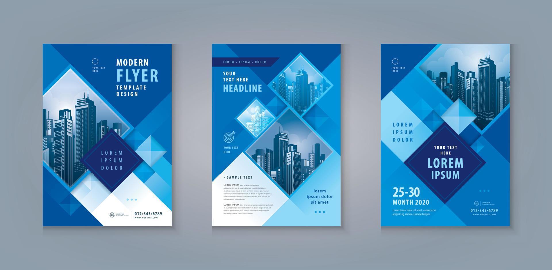 Blue Business Leaflet Brochure Flyer Template Design Set. Corporate Flyer Template A4 Size vector