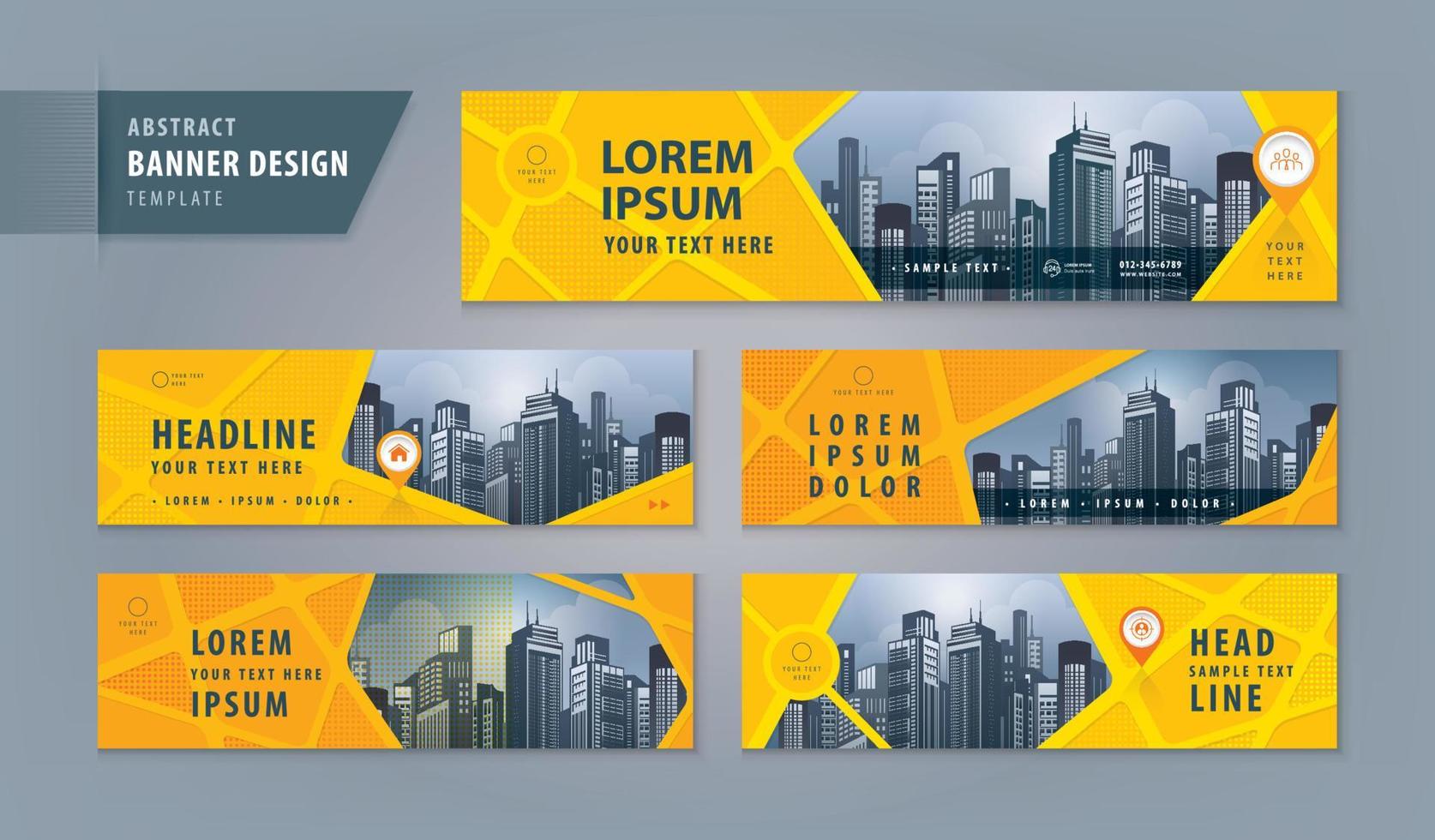 Abstract banner design web template Set, Horizontal header web banner vector