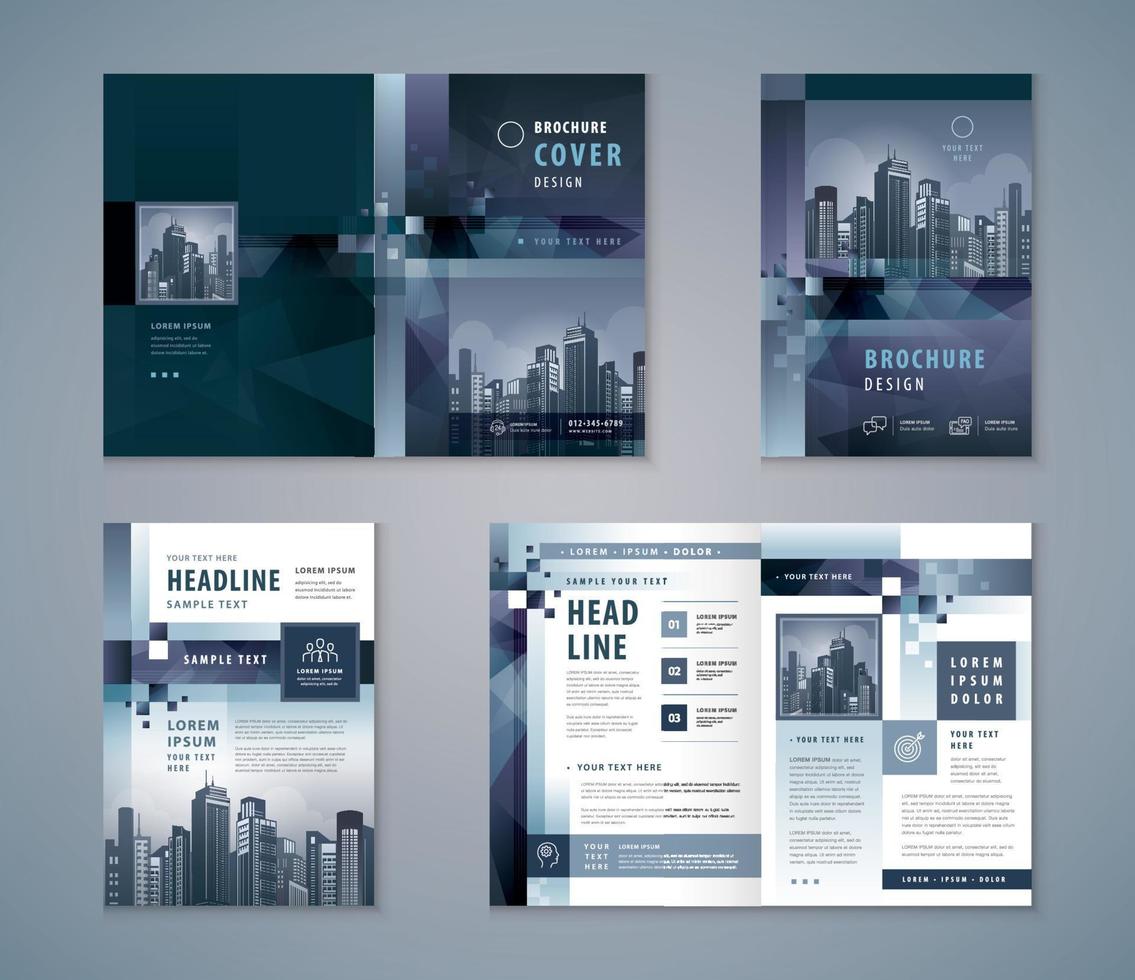 Cover Book Design Set, Template Brochures, Abstract Gray Geometric Pixel Background vector. vector