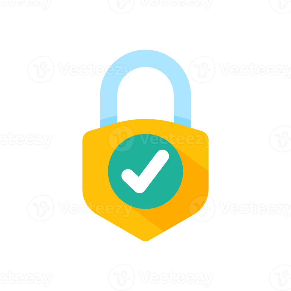 yellow padlock for locking the information on the computer data encryption concept png