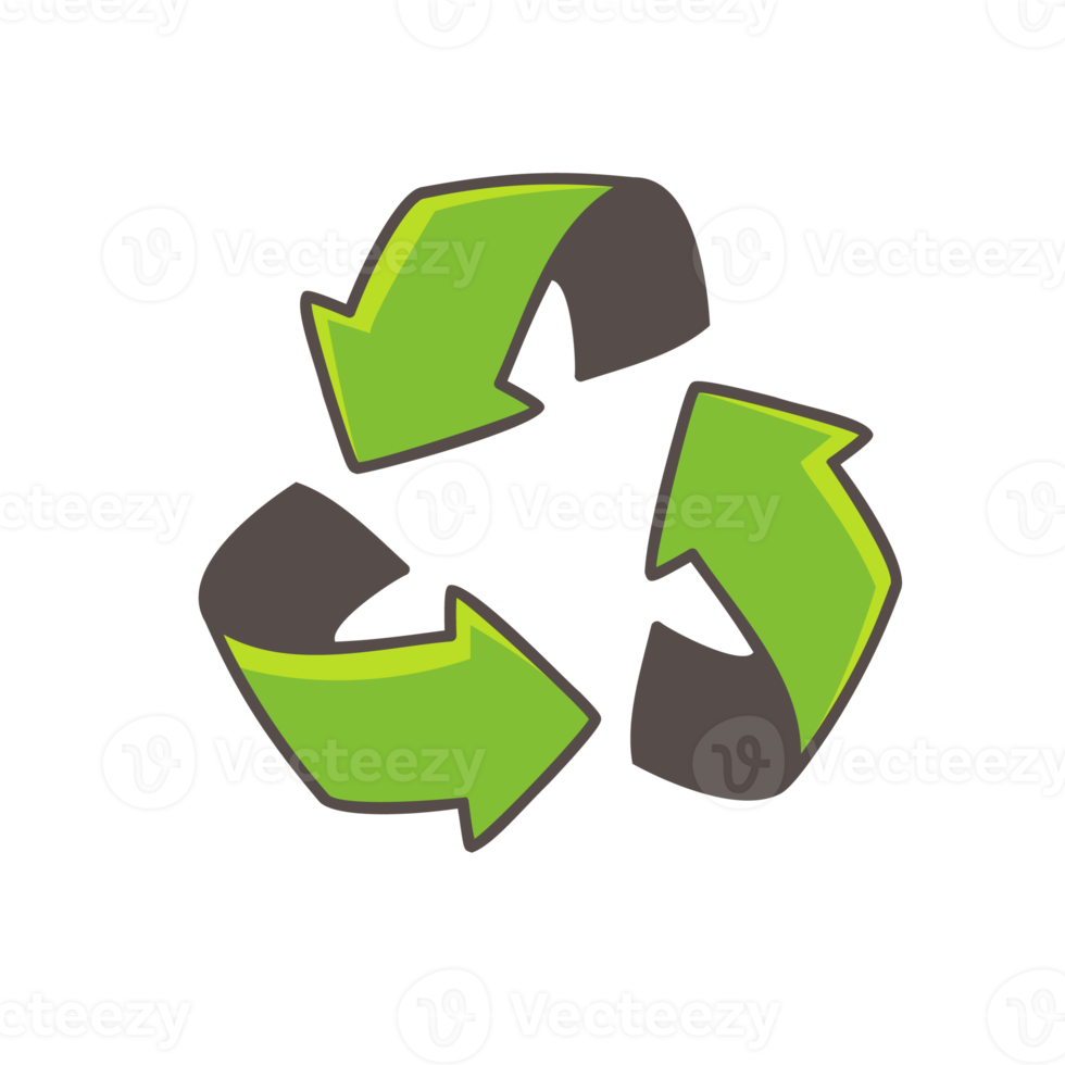 conceito de reciclagem de seta de redemoinho triangular desenhado à mão png