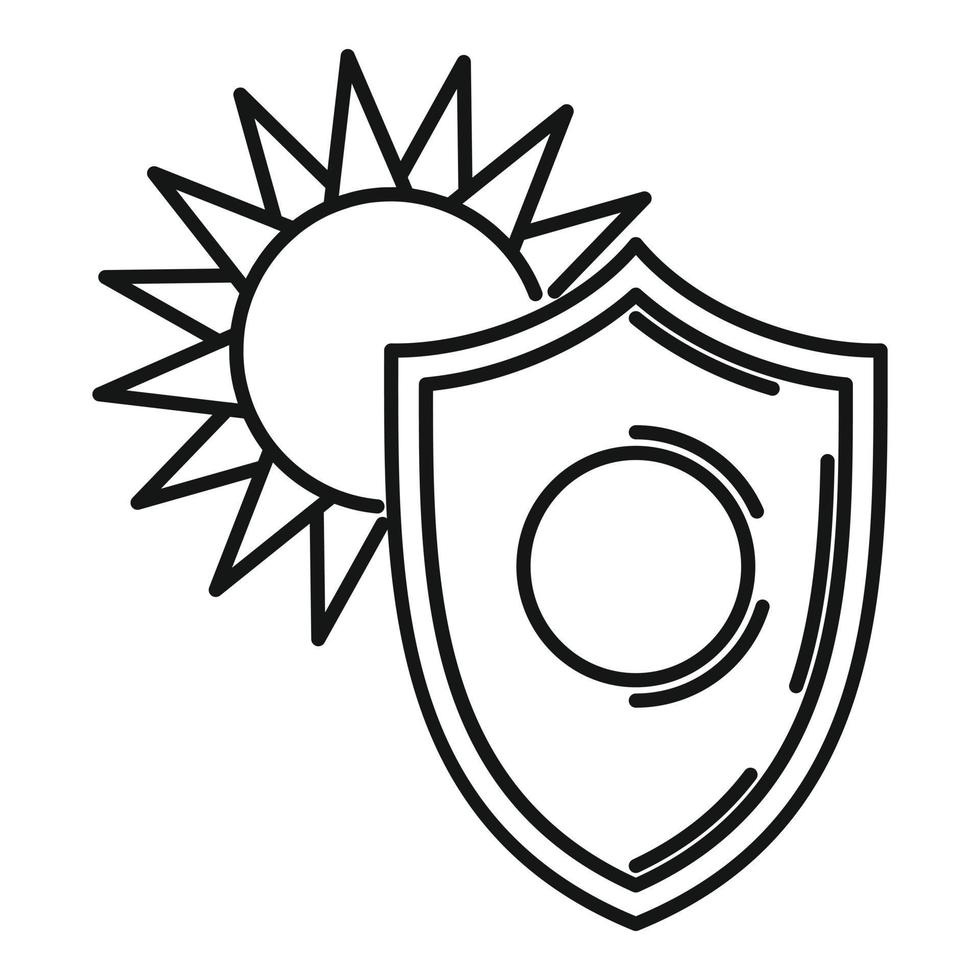 Shield sun protection icon, outline style vector