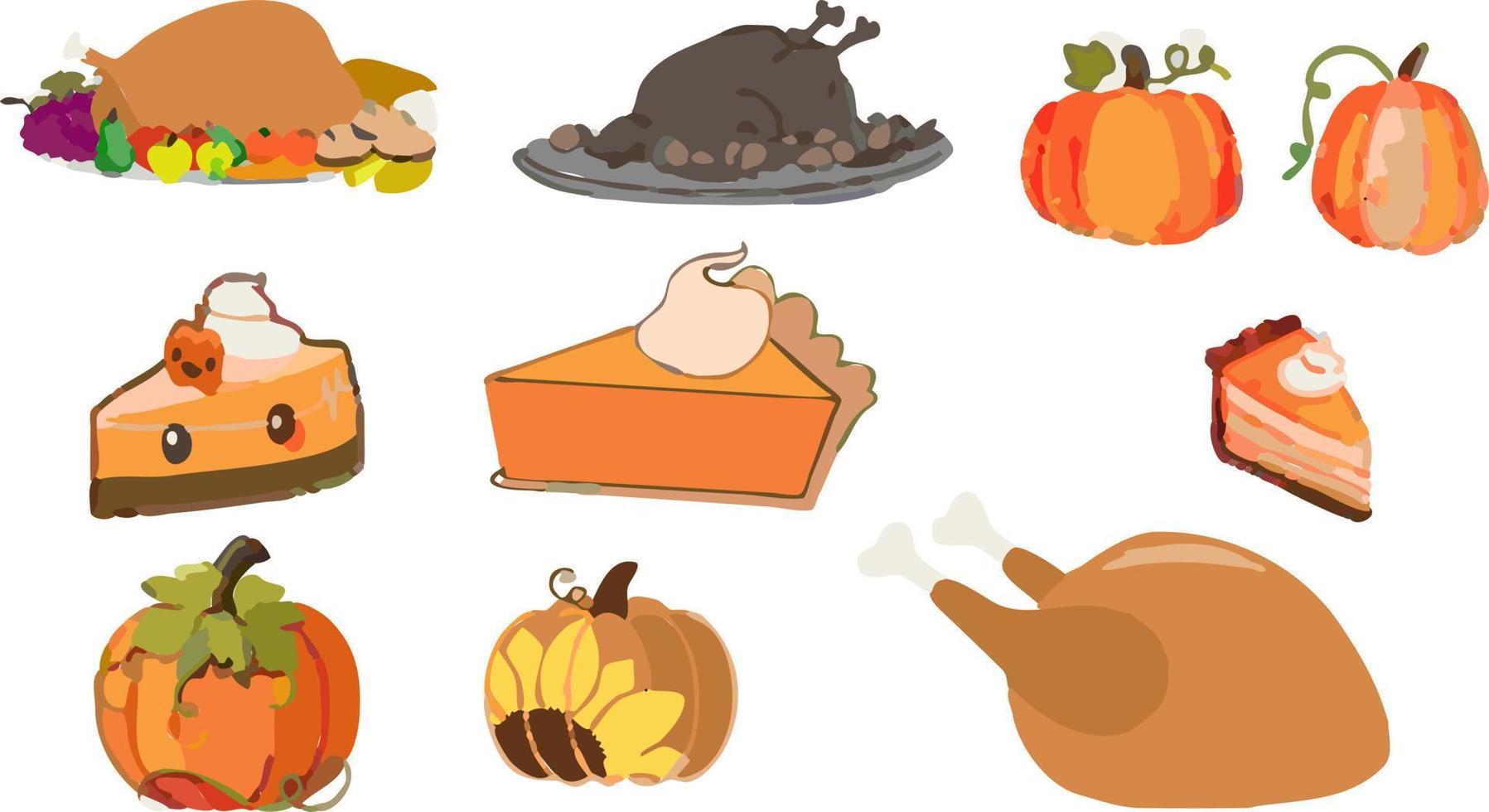 Icon set thanksgiving vector