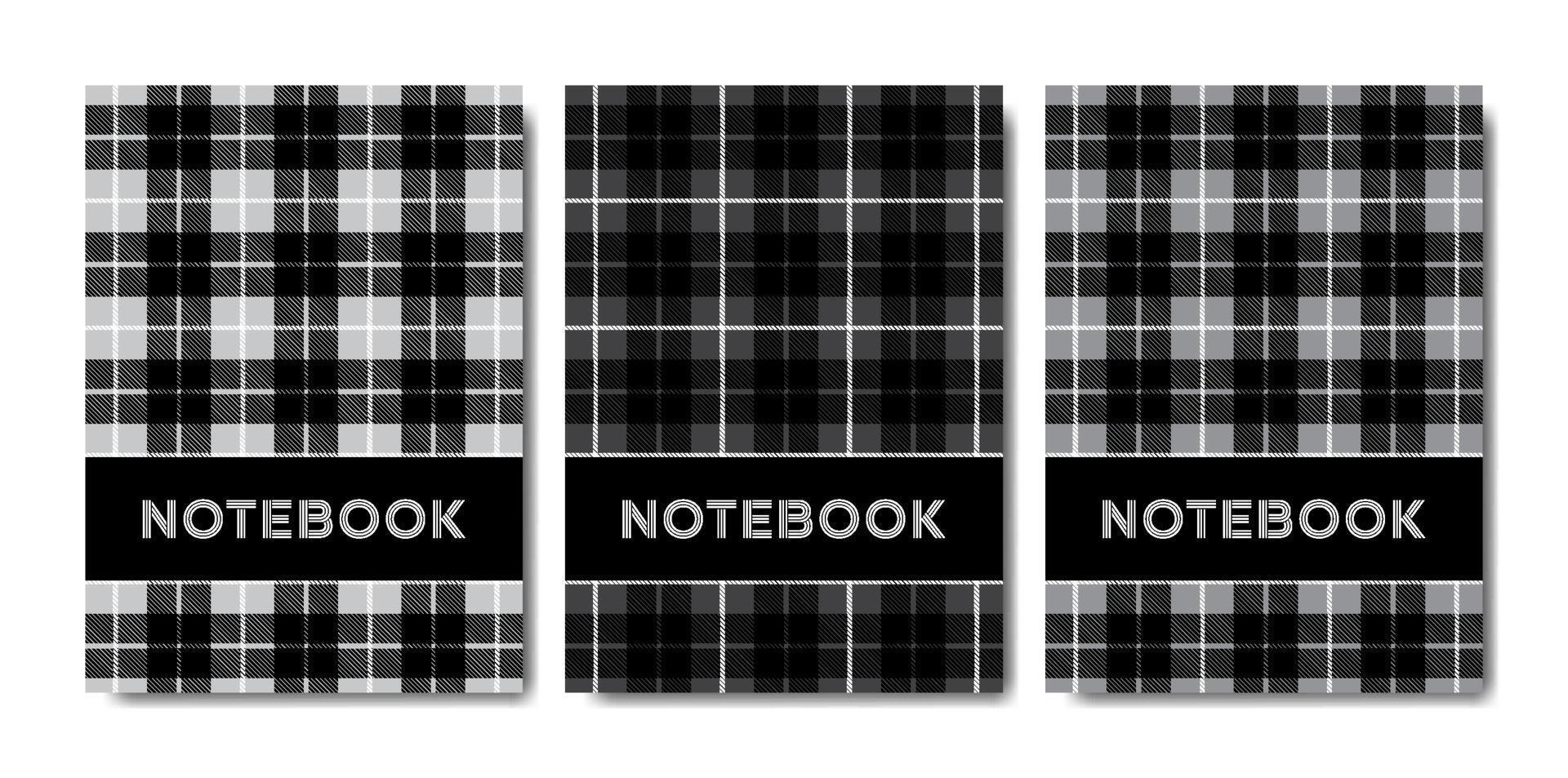 Set of cover notebook template with tartan pattern vector