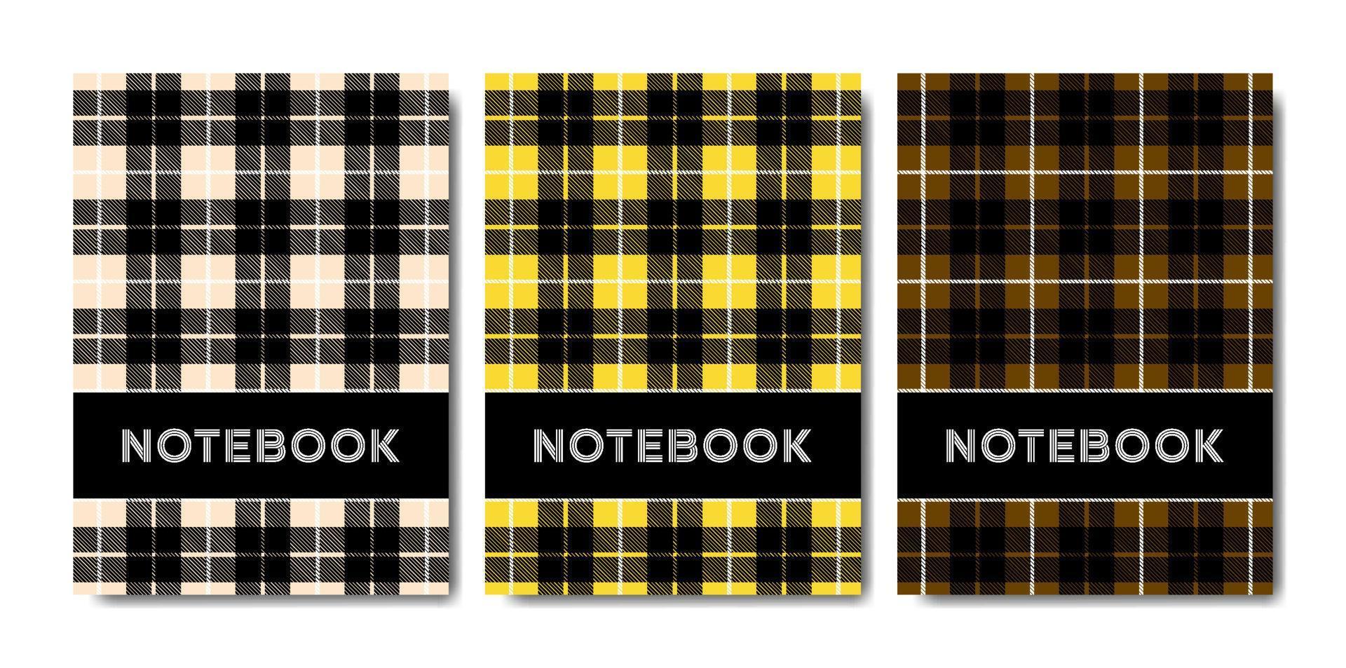 Set of cover notebook template with tartan pattern vector