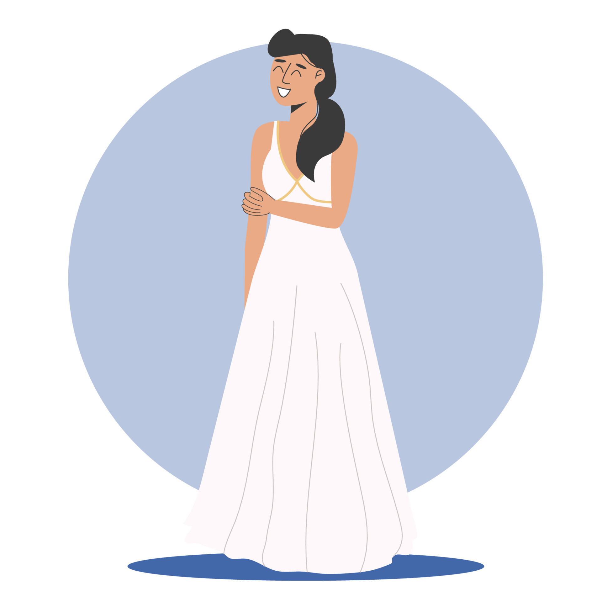 Adorable model girl in wedding dress posing. Vector illustration in flat  style 14493778 Vector Art at Vecteezy