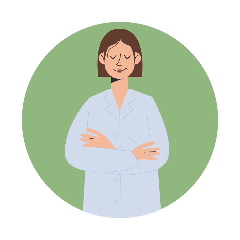 médico mujer aislada iconos redondos o avatares. Trabajador de la salud. ilustración vectorial en estilo plano vector