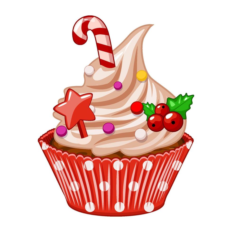 Christmas capcake, Sweet christmas and new year. Vector illustration.