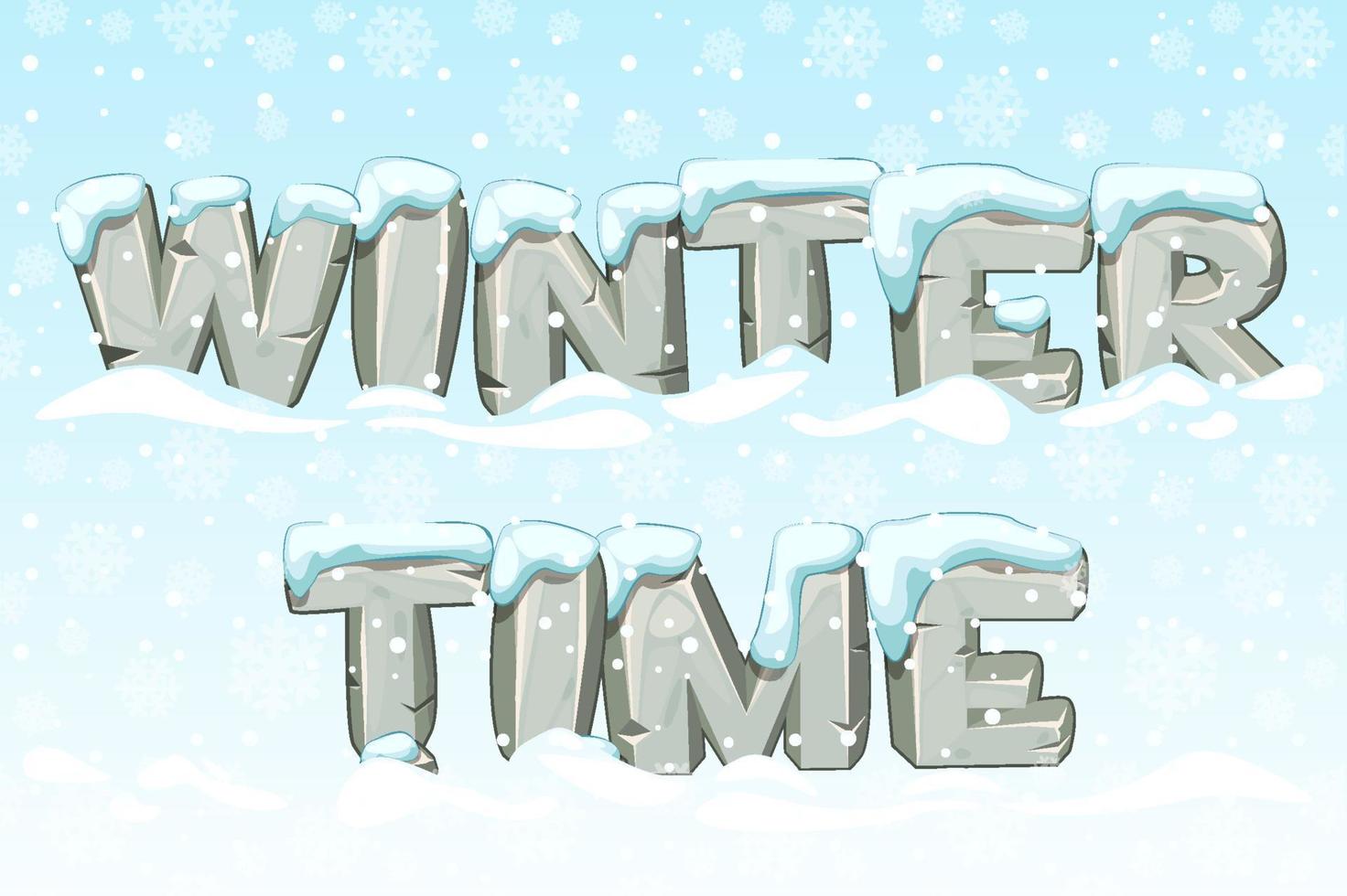 Winter time made of stone letters on snow vector