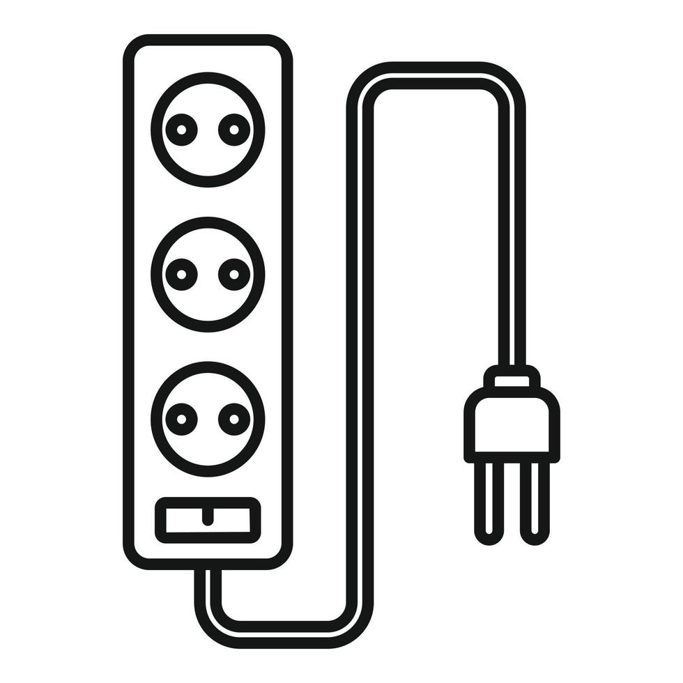 icono de cables de extensión eléctrica, estilo de esquema vector