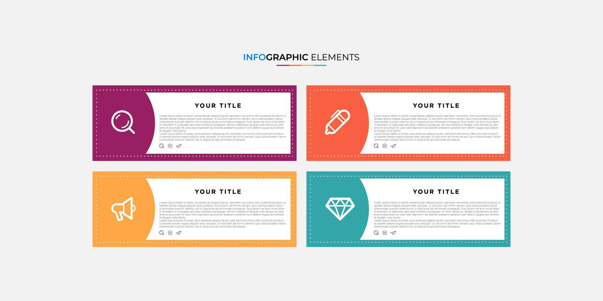 Business infographics timeline  design template with 4 step and option information. Premium vector with editable sign or symbol. Eps10 vector