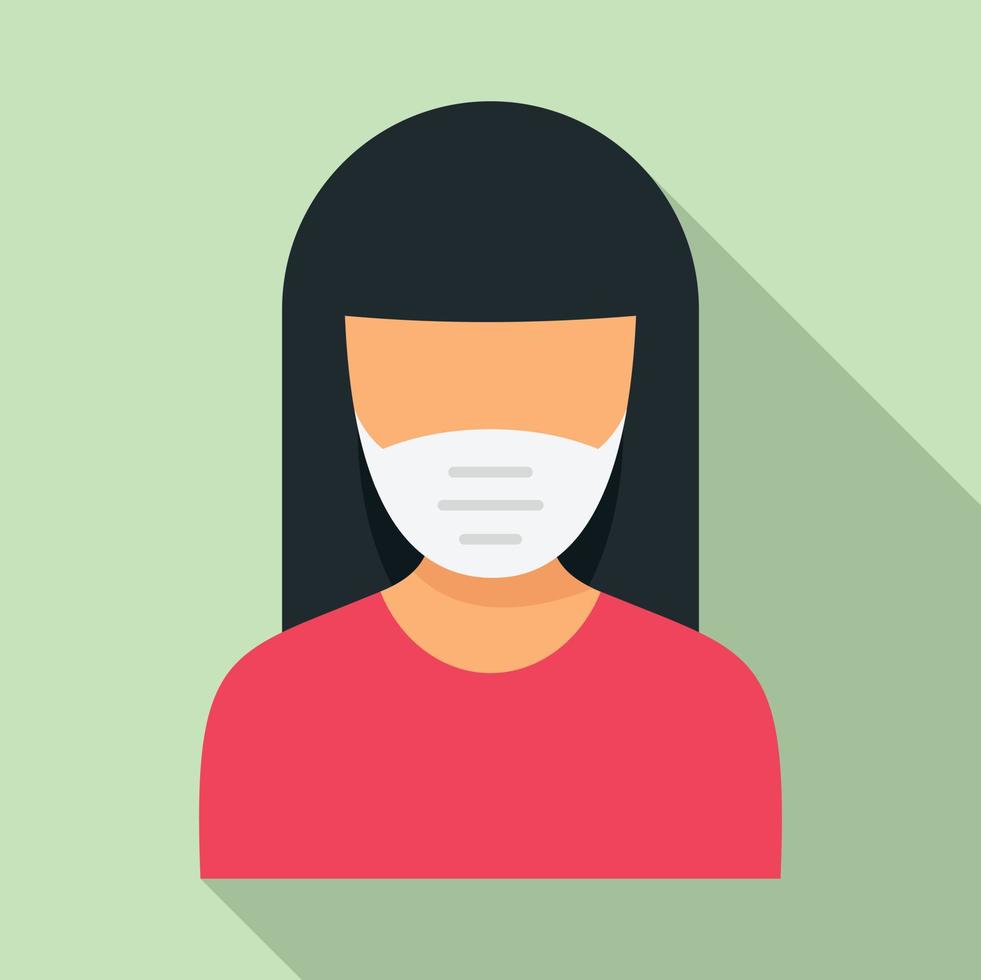 Woman protect mask icon, flat style vector