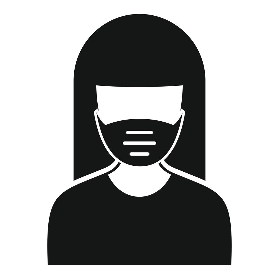 Woman protect mask icon, simple style vector
