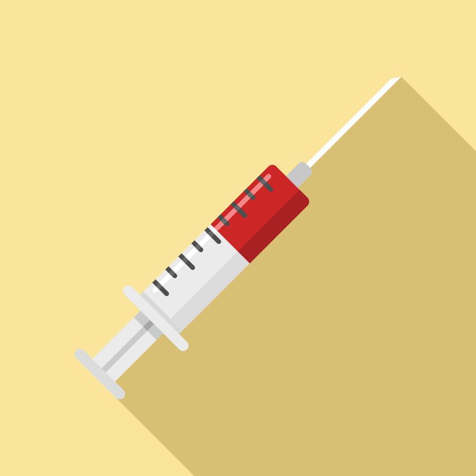 Syringe with blood icon, flat style vector