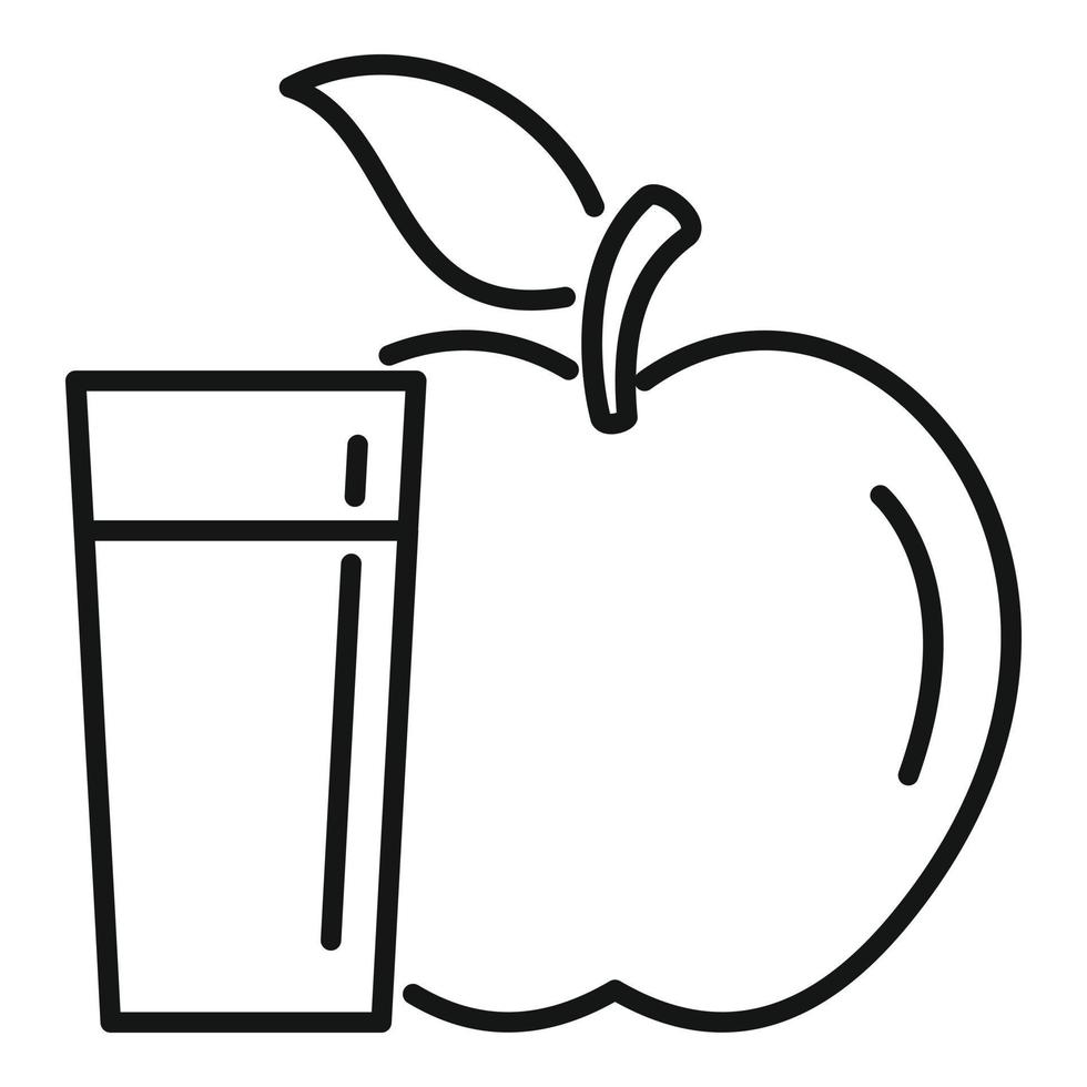 icono de manzana fresca de vaso de agua, estilo de esquema vector