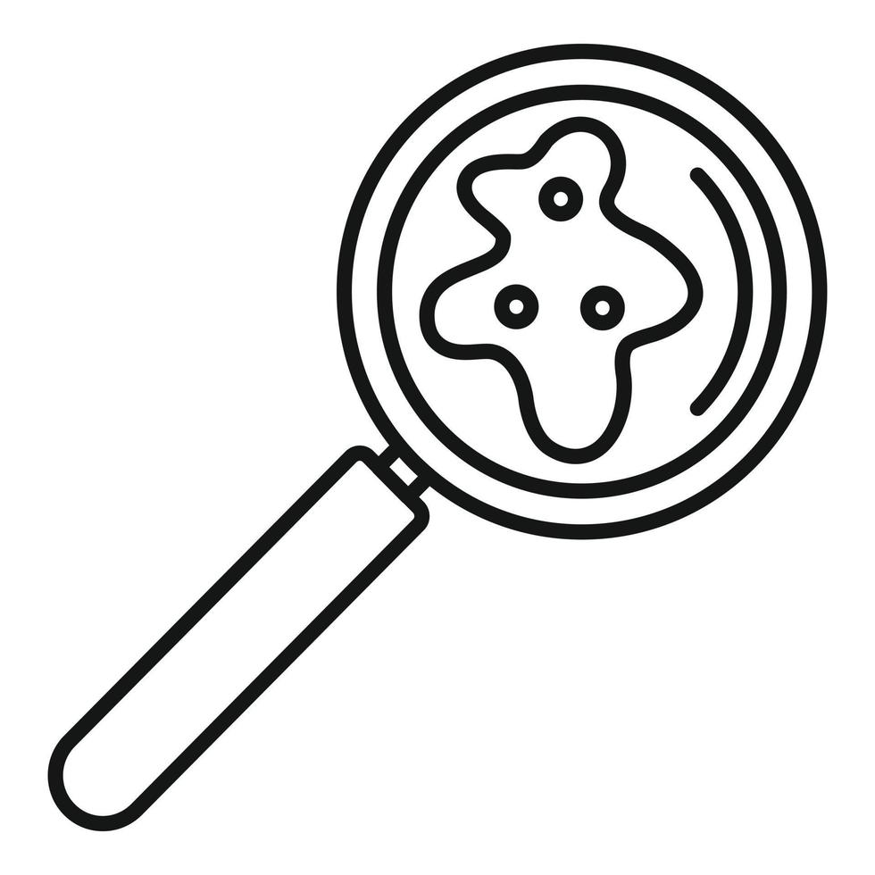 Prevention magnifier bacteria icon, outline style vector