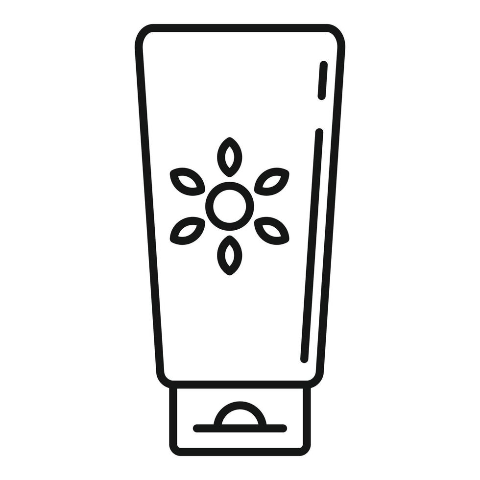Sunscreen tube cream icon, outline style vector