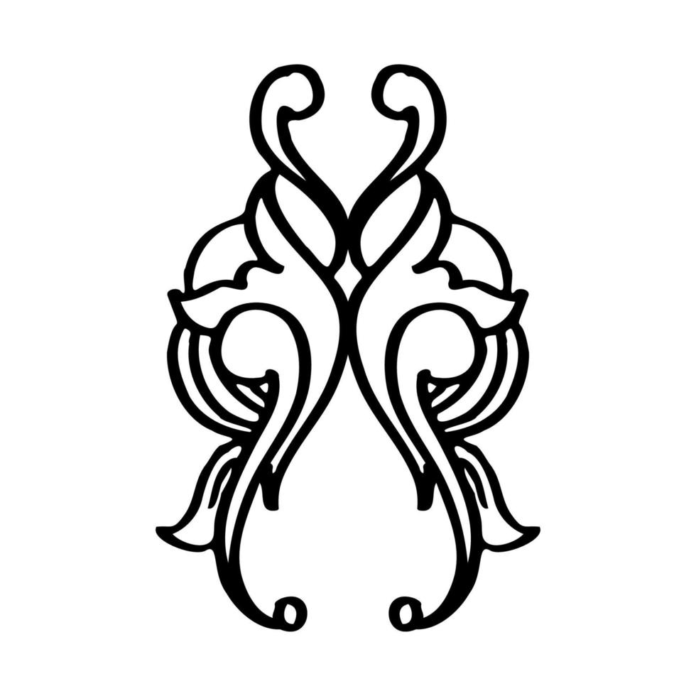 esbozar un bonito diseño de boceto de adorno floral. adorno floral de contorno negro dibujado a mano. ilustración de adorno. bosquejo simple del ornamento del estilo del garabato de la historieta. vector