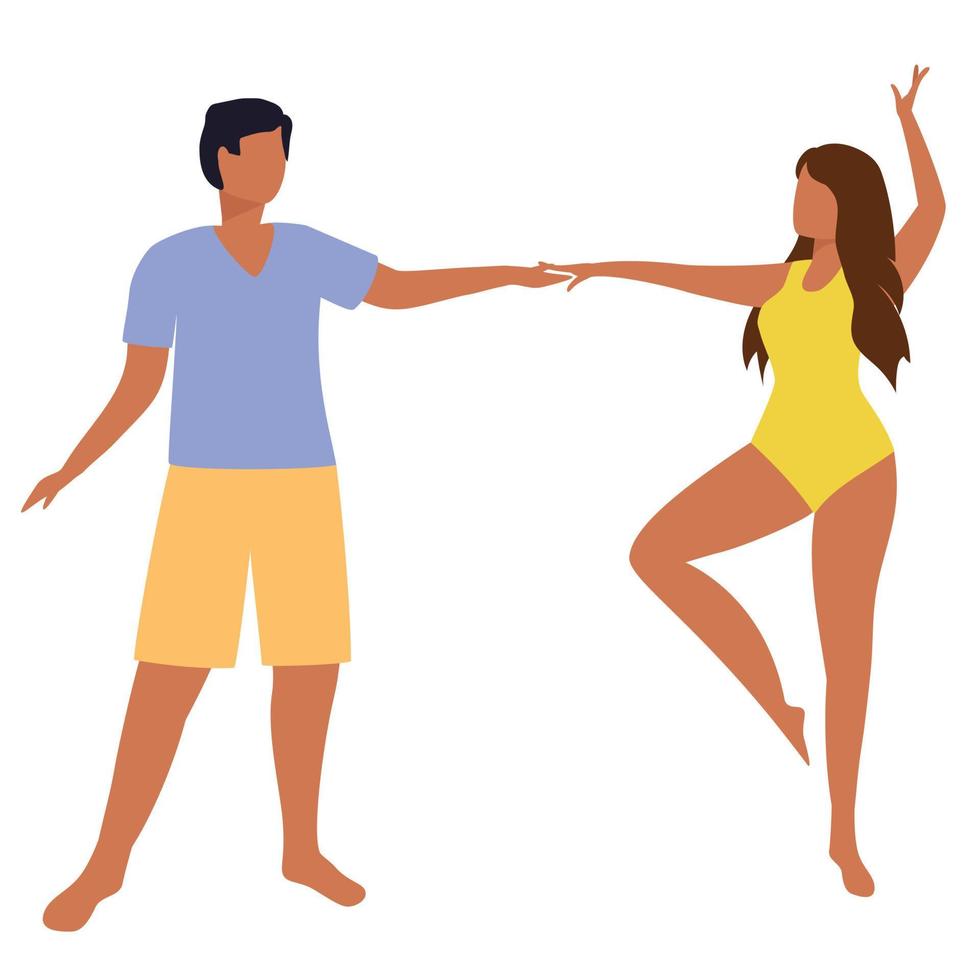 Latin America couple dancing in swimsuit. Vector illustration.