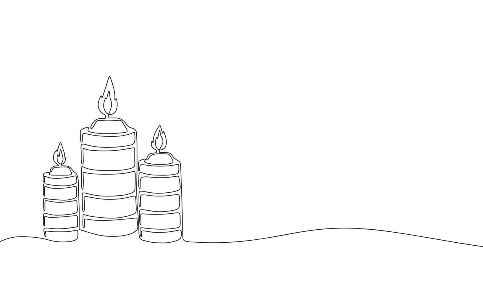 Candle in hand draw line art outline one continues style. Vector illustration.