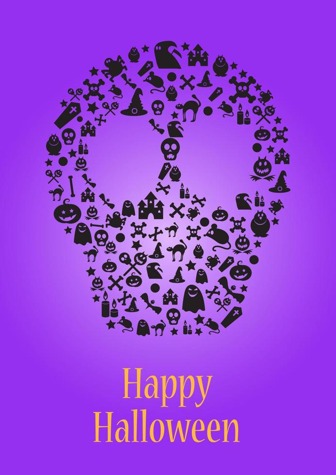 Halloween invitation or poster for sale with skull vector